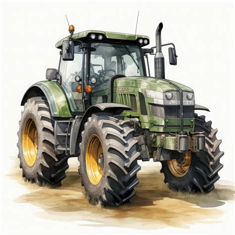 Premium Ai Image Watercolor Farm Tractor Illustration Generative Ai