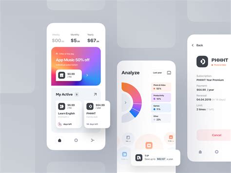 Each family member must manage their own subscriptions via their account. UI Designs for Mobile Apps by Alexander Plyuto