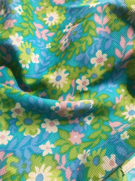 Swedish Vintage Fabric Floral Print 60s Floral Fabric Green Etsy