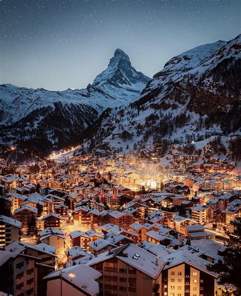 A Quiet Night In The Town Of Zermatt Switzerland Rpics