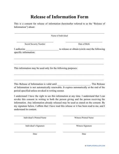 Release Of Information Form Fill Out Sign Online And Download Pdf