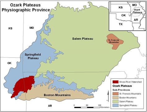 Ozark Plateau Physical Map