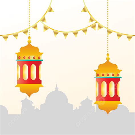 Gambar Tanglung Emas Dan Bangunan Masjid Siluet Eid Al Adha Ramadan