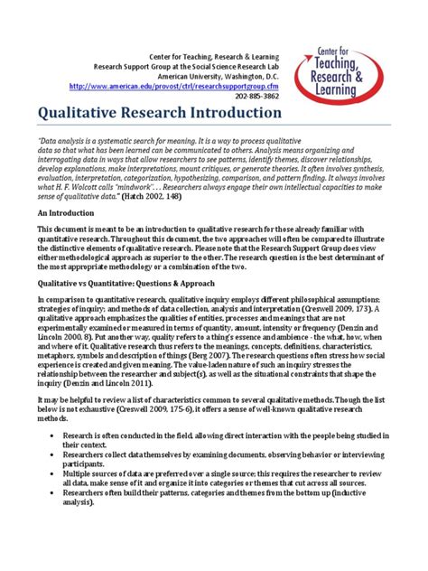Here we provide the top 4 examples of quantitative research with detailed. Qualitative Research Introduction | Qualitative Research ...