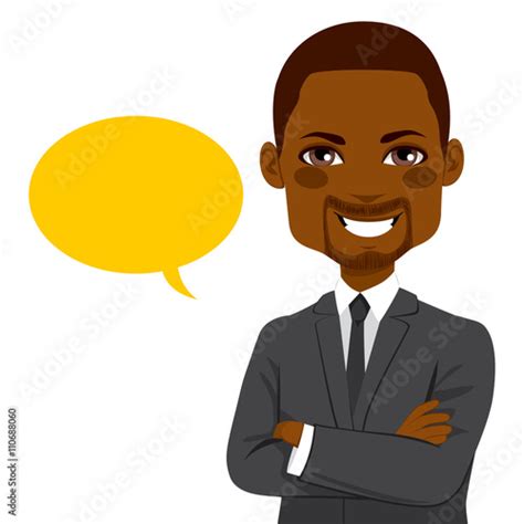 Portrait Of A Young Attractive African American Confident Businessman With Yellow Blank Balloon