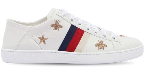 Gucci New Ace Bee Embroidered Leather Trainers In White Lyst