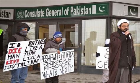 shia sunni muslims in canada protest outside pakistani consulate against shia massacre