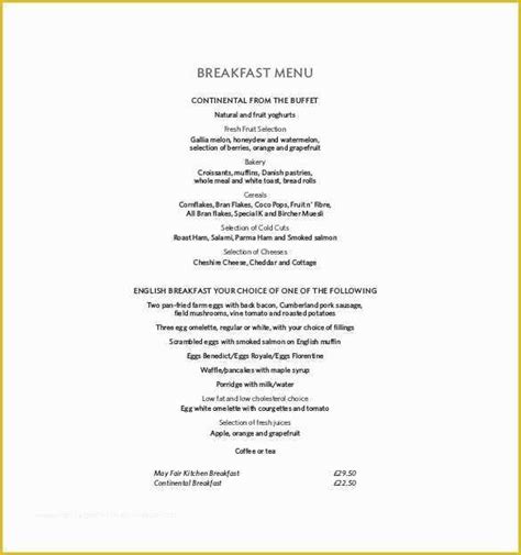 Breakfast Menu Template Free Download Of 33 Breakfast Menu Templates
