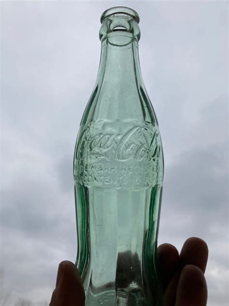 Vintage 1940s 50s Coca Cola Bottle Antique Green Glass Coke Bottle