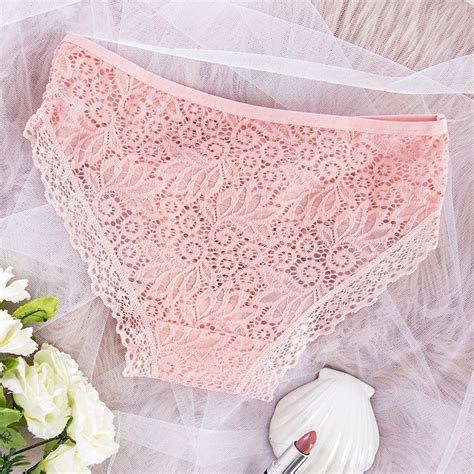 Růžové Jednobarevné Krajkové Kalhotky Pro ženy Spodní Prádlo Světle Růžová Růžová Royal
