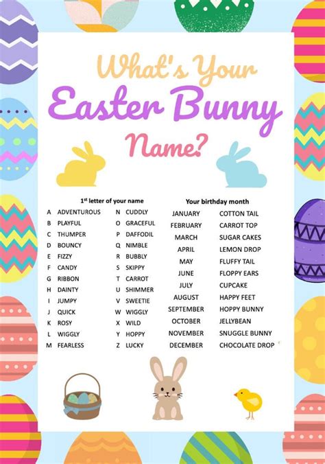 Whats Your Easter Bunny Name Name Generator Printable Party Game