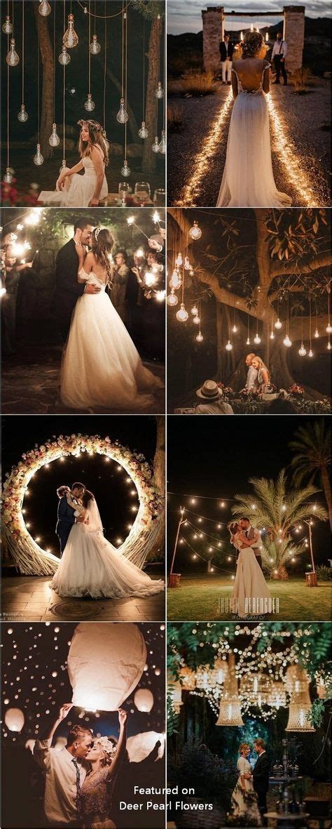 Wedding Photos Taken At Night With Fairy Lights
