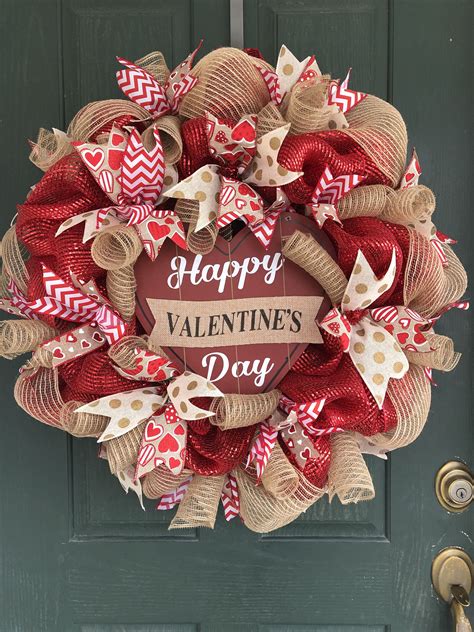 Valentines Wreath Deco Mesh Valentines Wreath Front Door Wreath