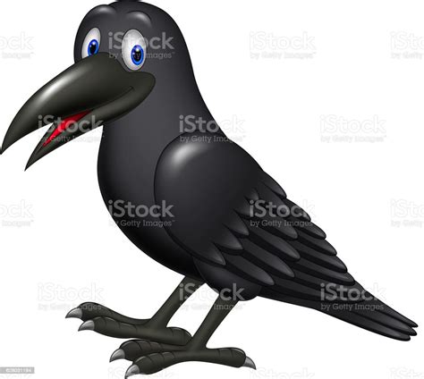 Cartoon Raven Isolated On White Background Stock Illustration