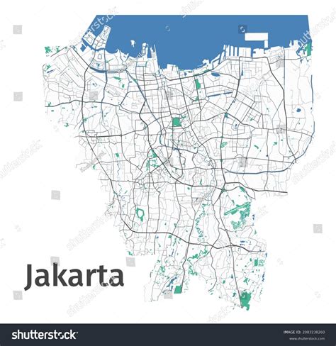 Jakarta Vector Map Detailed Map Of Jakarta City Royalty Free Stock