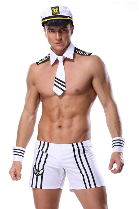 Adult Men Sexy Sailor Costume Hot Erotic Sexy Slim Fit White Seaman Uniform Carnival Festival