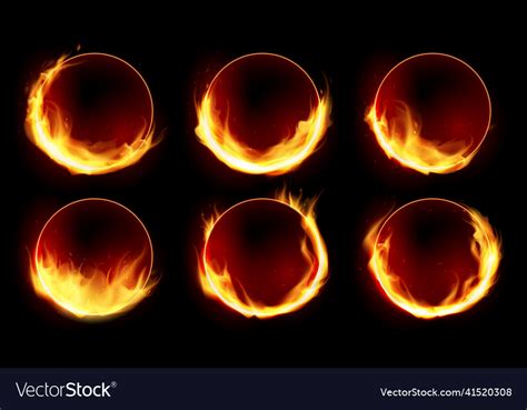 Realistic Fire Frames Set Royalty Free Vector Image