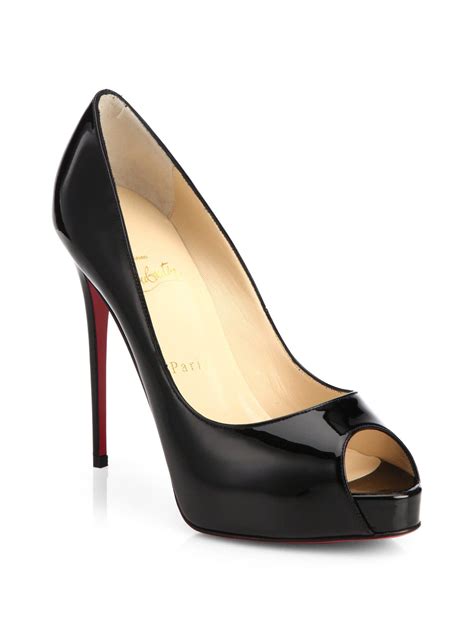 Lyst Christian Louboutin New Very Prive Patent Leather Peep Toe Pumps In Black