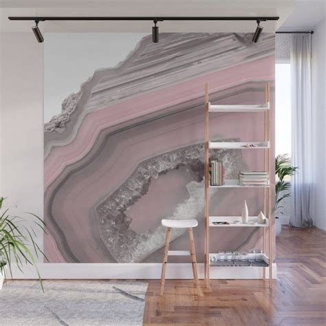 Soft Blush Agate Wall Mural By Cafelab Society6 Pink Agate Blank