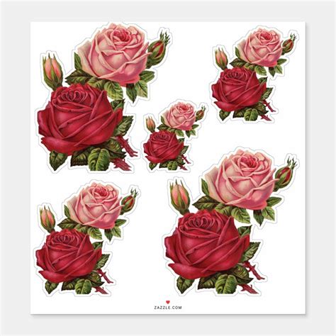 Stickers With Roses And Leaves On Them