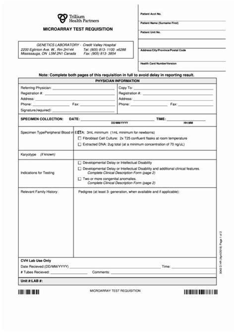 Printable Lab Requisition Form Template Customize And Print