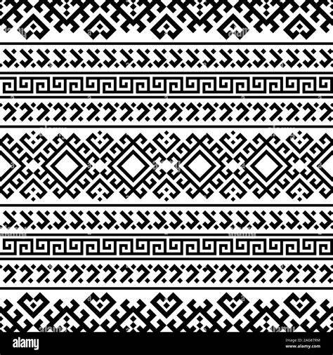 Tribal Ethnic Pattern In Black And White Color Design For Background