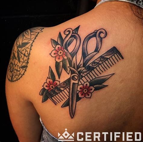 Traditional Scissor And Comb Tattoo By Jorden Spencer