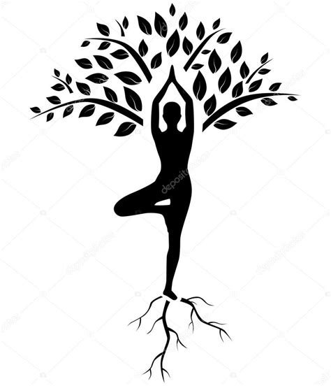 Yoga Tree Pose Silhouette — Stock Vector © Caribia 59514501