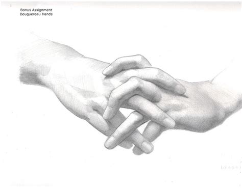 Hands From Bouguereau Clasped Hands Intertwining Fingers Drawing