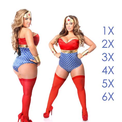 Sexy Plus Size Wonder Woman Halloween Costume Superhero Red 1x 2x 3x 4x