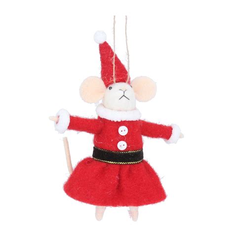Gisela Graham Felt Mrs Claus Mouse Christmas Decoration Mollie And Fred
