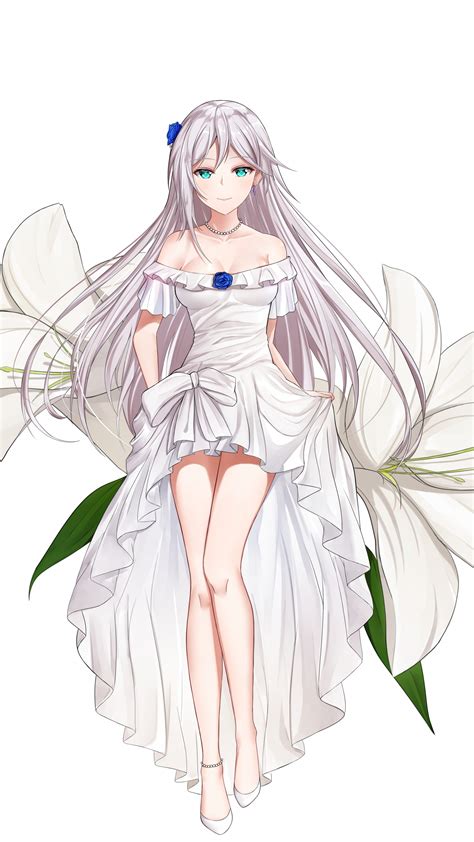 download wallpaper 2160x3840 cecilia shania white dress minimal beautiful anime girl 2160p