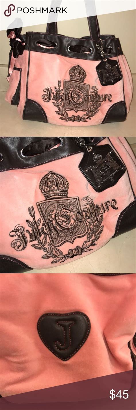 Juicy Couture Tote Pink With Town Detailing Velour Tote Juicy Couture
