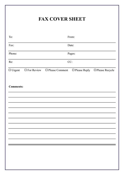 Printable Generic Fax Cover Sheet