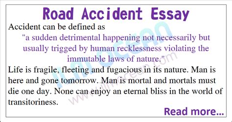 Road Accident Essay Words Essay On Road Accident Ilm Ocean