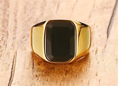 Emerald Cut Black Onyx Signet Ring For Men Sterling Silver Etsy