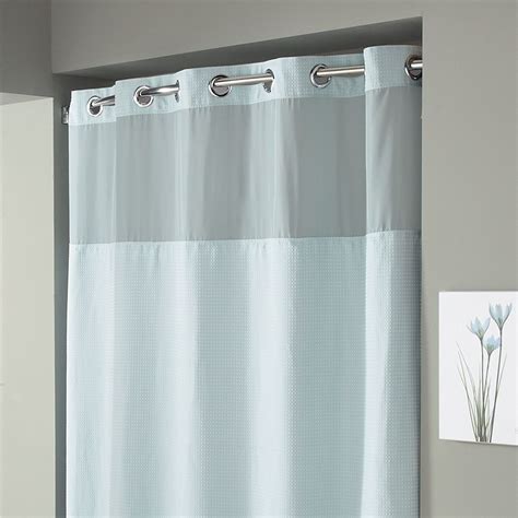 Hookless Waffle 71 Inch X 86 Inch Fabric Shower Curtain In Mist Blue