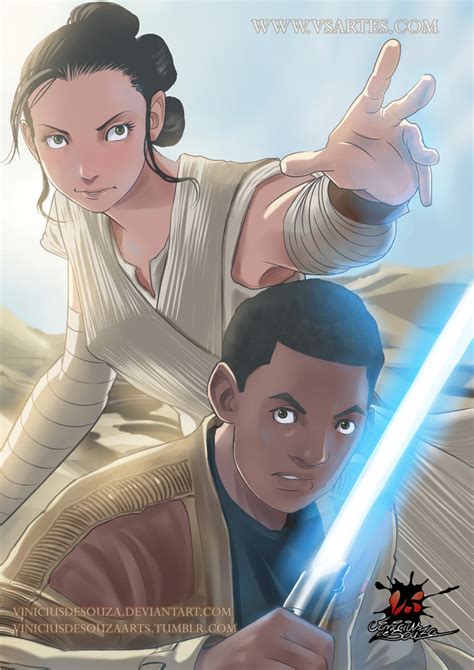 Star Wars The Force Awakens Fanart Finn And Rey By Viniciusdesouza On