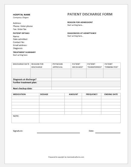 Discharge Summary Printable Emergency Room Hospital Discharge Papers Portal Tutorials