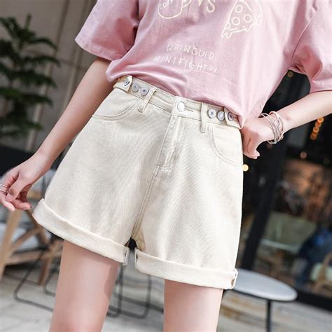 Women Korean High Waist Denim Shorts Retro Maong Shorts Cod Shopee