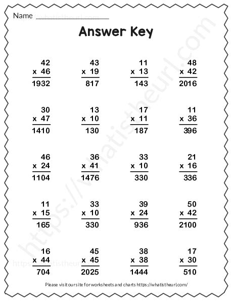 Double Digit Multiplication Worksheet With Answer Key Exercise 19