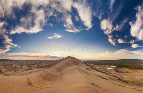 Colorful Sunset Over The Dunes Of The Gobi Desert Stock Image Image