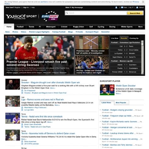 Latest football results, news and live coverage from yahoo sport uk. Yahoo! UK & Ireland Eurosport - Sports News | Pearltrees