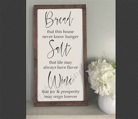 Bread Salt Wine Wood Sign Quote Housewarming Ts Etsy Wood Signs