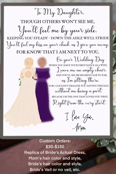 To My Daughter On Wedding Day From Mother Who Has Passed Away Etsy