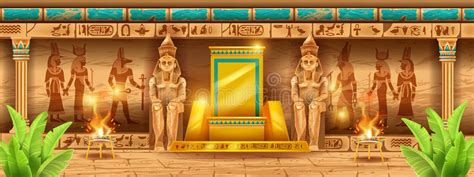 Egypt Pharaoh Treasure Background Vector Game Ancient Temple Tomb