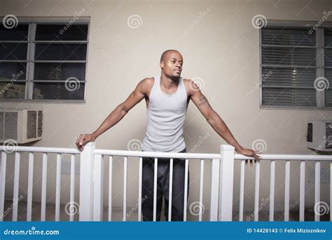 Man Leaning On The Rail Stock Photos Image 14428143
