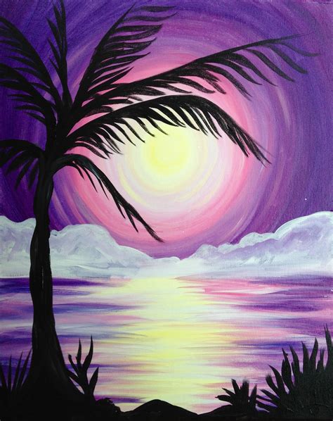 Warm Tropical Sunset At The Royal Oak Paint Nite Events Canvas Art
