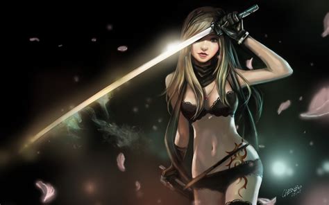 Wallpaper Anime Sword Mythology Darkness Screenshot Computer Wallpaper Woman Warrior