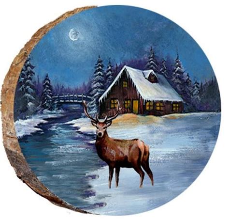 Buy Deer With Winter Moon Dae311 Online In India Etsy Peintures De